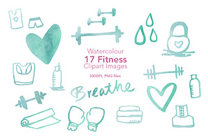 Watercolour Fitness Clipart Images