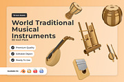 Traditional Music 3D Icon Packs, a Work Illustration by twinstd (Thumbnail 1 of 6)
