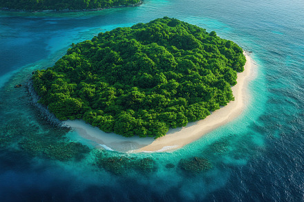 Tropical island surrounded by clear, a Photo by Tanuart