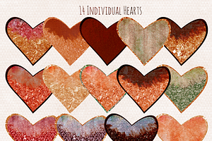 Amber Metallic Hearts Love Clipart