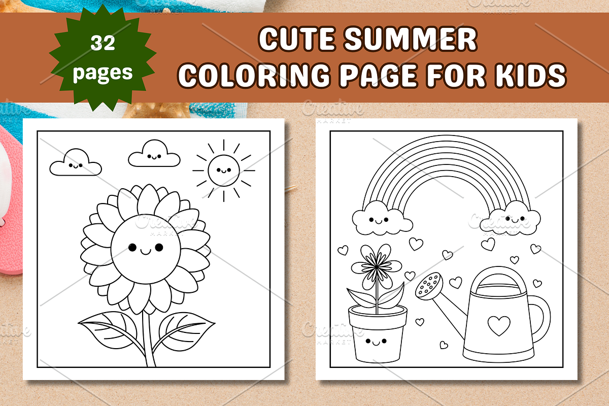 Cute Summer Coloring Page, a Seasonal Illustration by Salaly (Photo 6 of 6)
