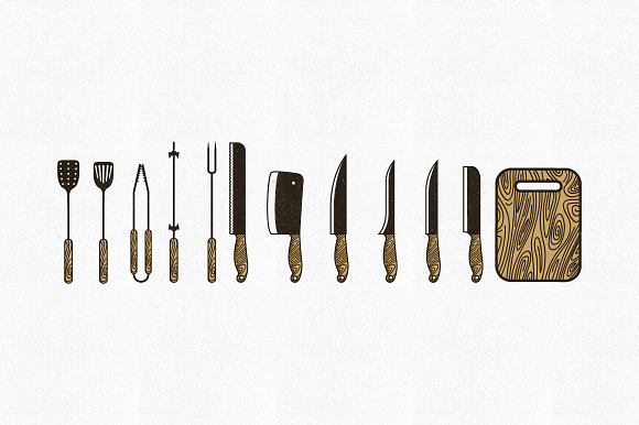 Vintage Barbecue Grill Elements preview 4