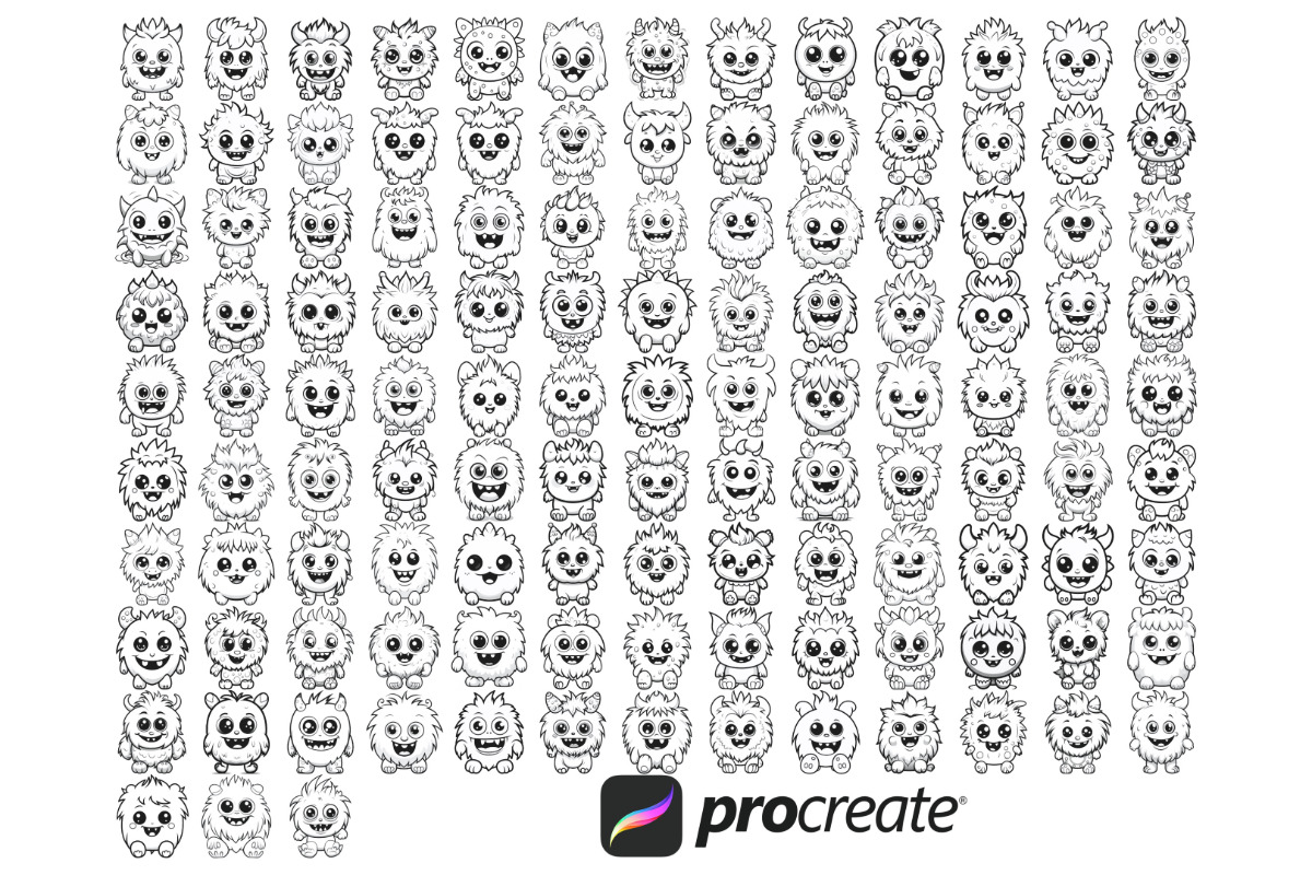 Cartoon Monsters Set 1 Procreate, a Brush Add-On by Disasterology Ink (Photo 4 of 10)