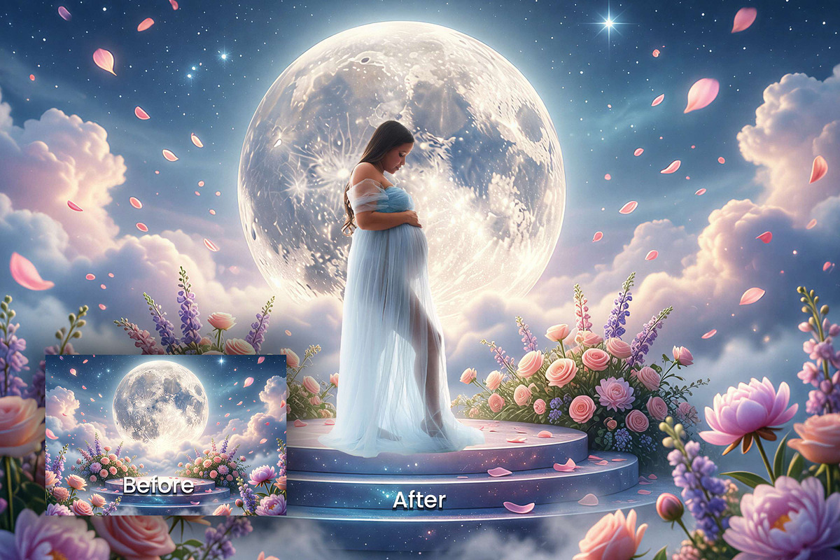 Moonlight Maternity Digital Backdrop, a Background Graphic by 3Motional (Photo 2 of 9)