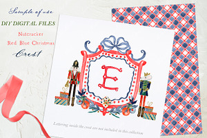 Nutcracker Red Blue Christmas Crest