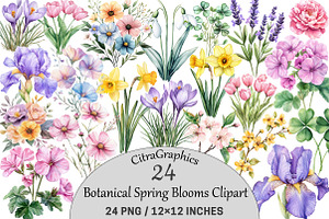 Botanical Spring Blooms Png, an Illustration by CitraGraphics