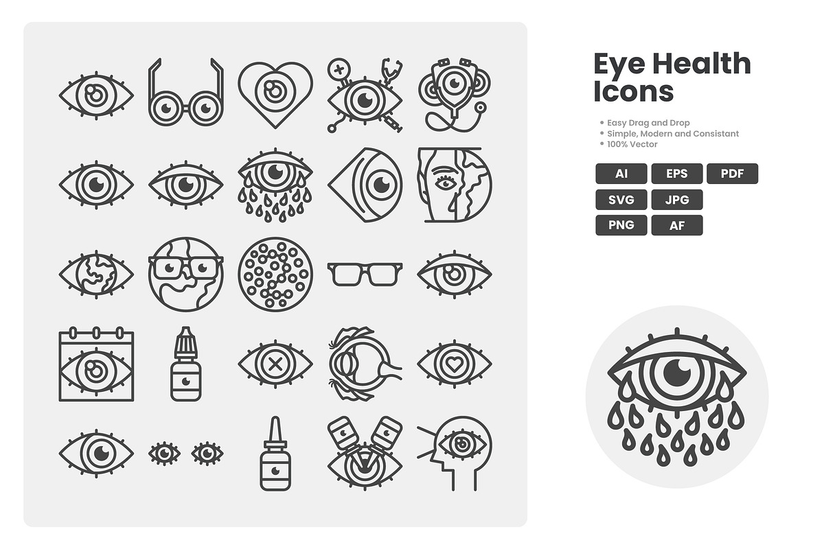 Eye Health Icon Pack, an Outline Icon by erifqizeicon (Photo 1 of 3)