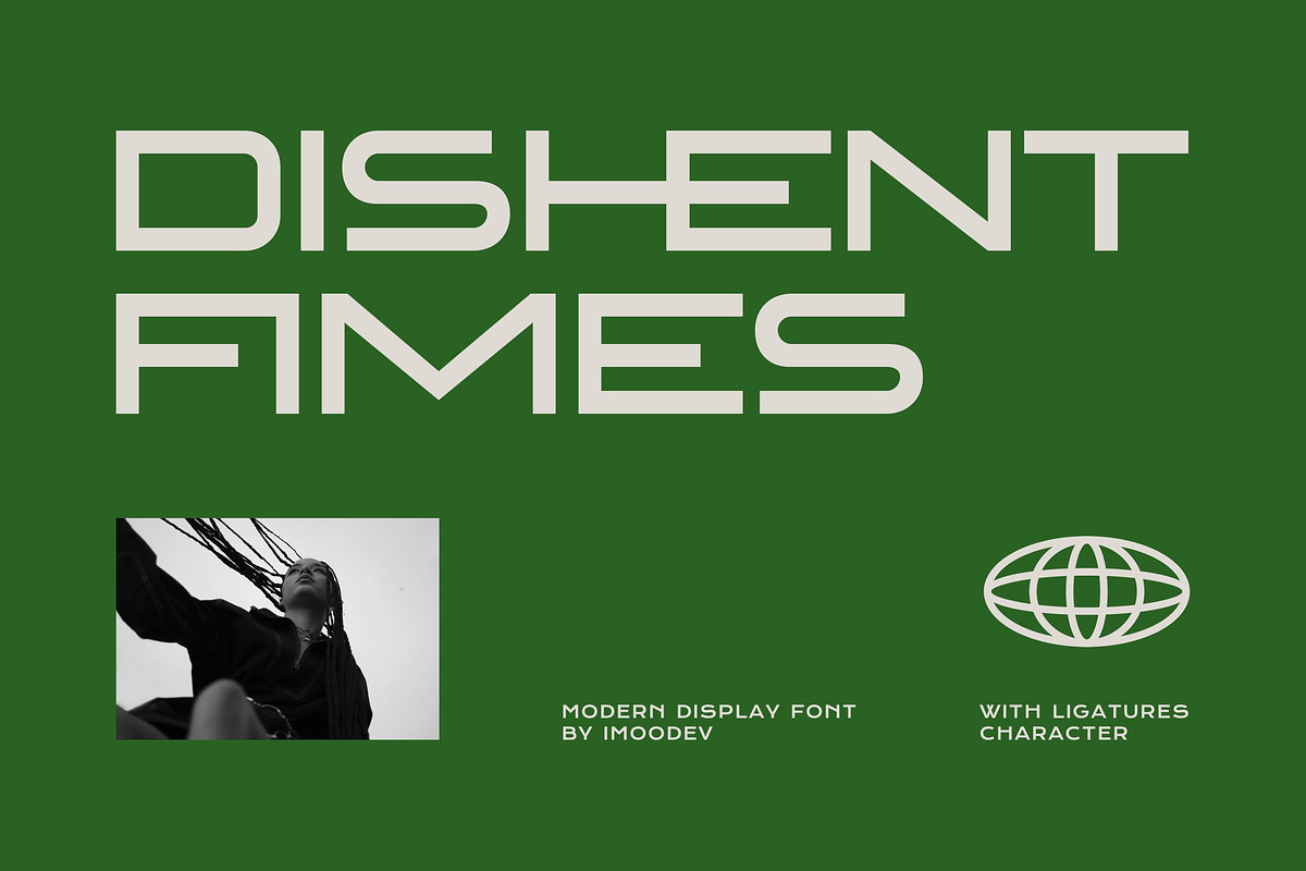 Dishent Fimes - Extended Typeface, a Sans Serif Font by Imoodev (Photo 1 of 5)