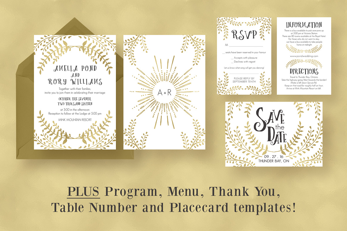 Gold Wedding Invitation Suite, an Invitation Template by Knotted Design (Photo 1 of 5)