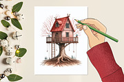 Watercolor Treehouse Sublimation, a Graphic by designcity5 (Thumbnail 5 of 5)
