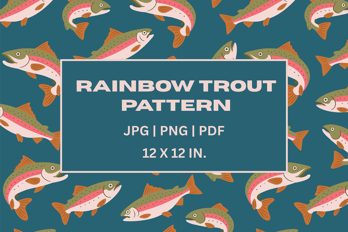 Seamless Rainbow Trout Pattern, a Pattern Graphic by EmmaGDesigner (Photo 1 of 5)