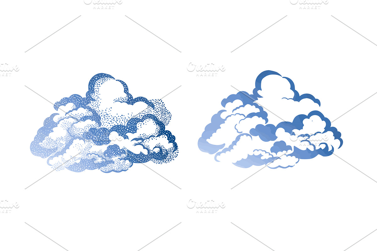 Paper clouds object. hand drawn. Not, an Illustration by Nenahliadava Design