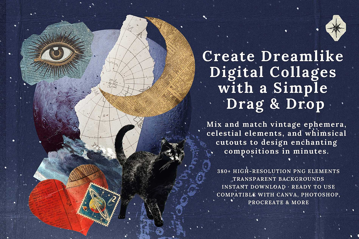 Celestial Dream Collage Creator Kit, an Object Graphic by Paper Flowers Studio (Photo 2 of 9)