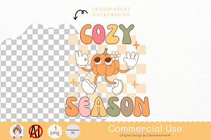 Cozy Season Png, Groovy Autumn Png