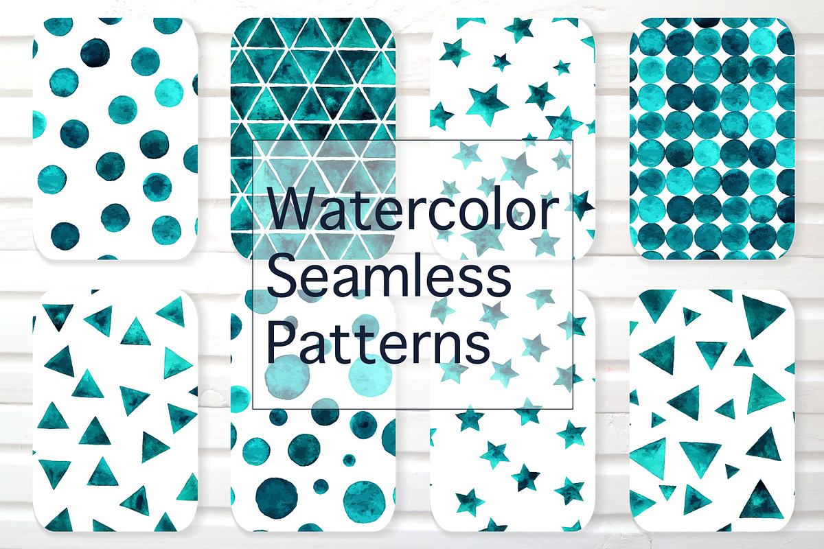 Watercolor Vector Seamless Patterns, a Pattern Graphic by Happiestsim (Photo 1 of 4)