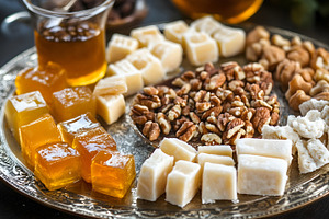 Traditional dessert and nut platter, a Food & Drink Photo by Photostock