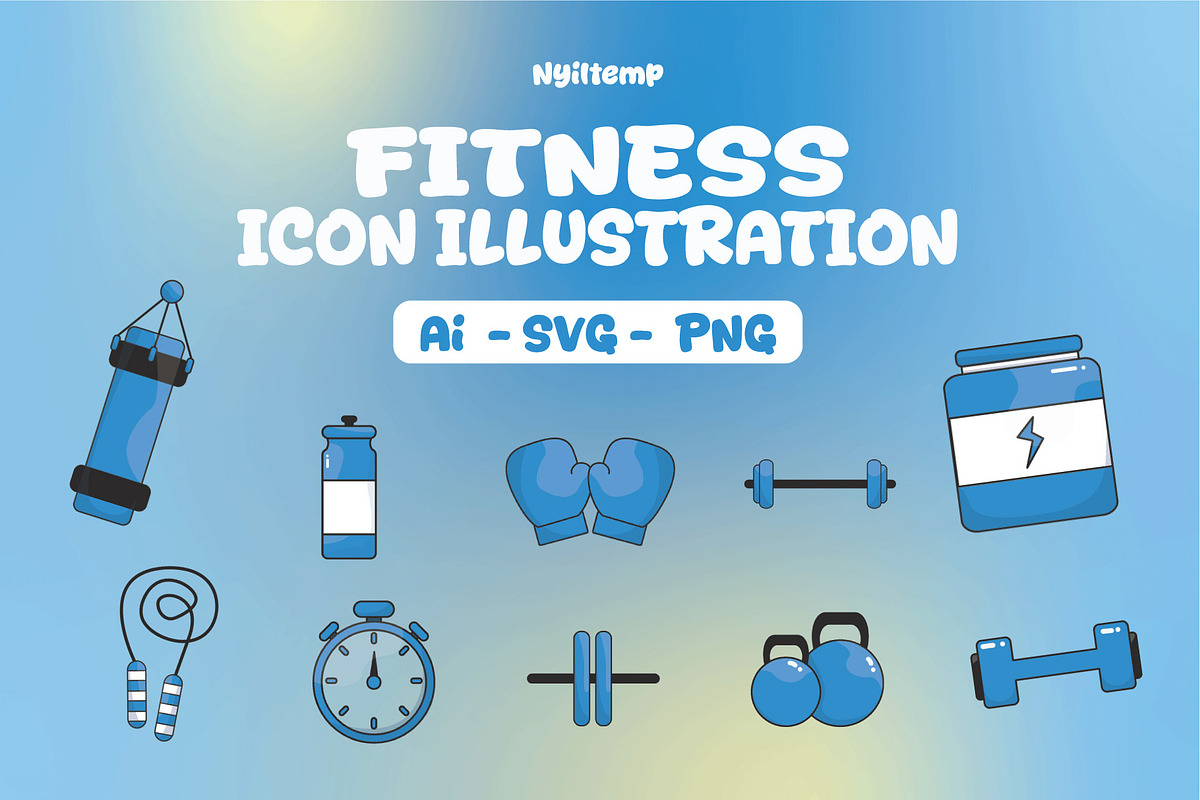 Fitness Icon Illustration, a Solid Icon by nyilstudio