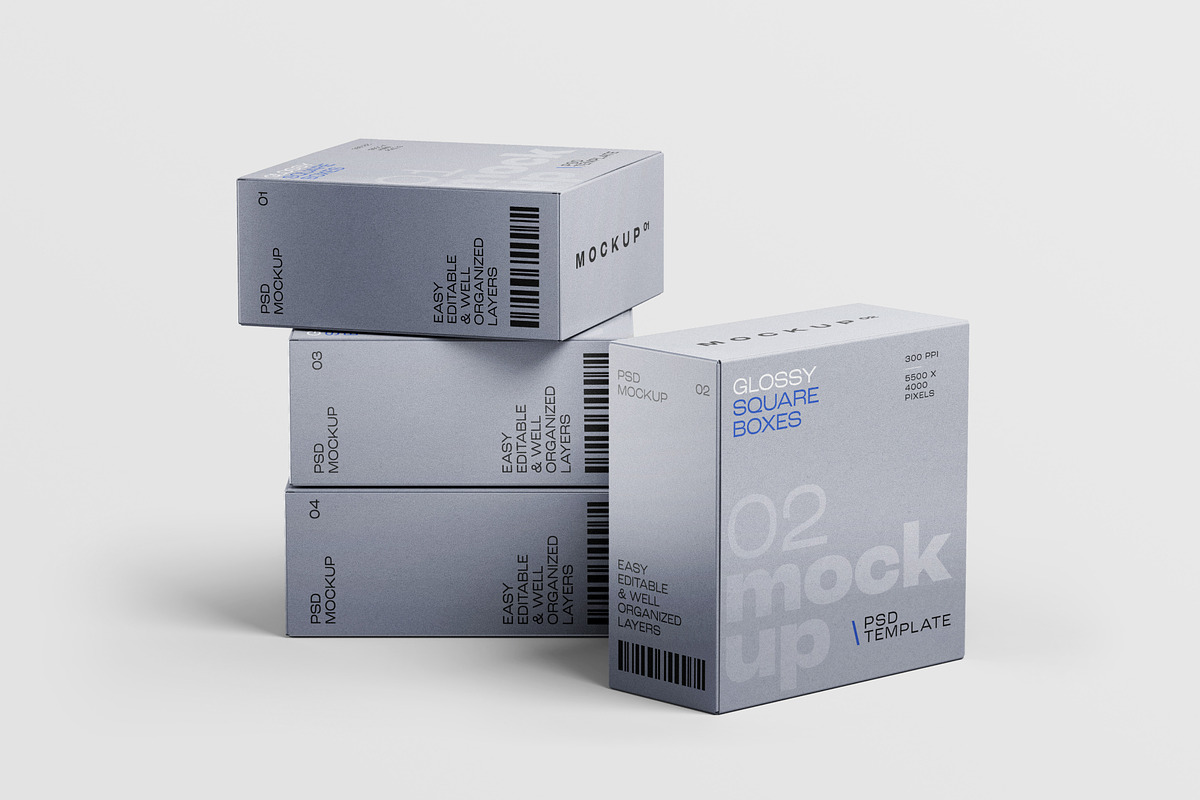 Square Box Packaging Mockup Set, a Packaging Mockup by mockupatelier (Photo 6 of 7)