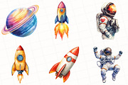 Space Watercolor Clipart, an Illustration by OK Design (Thumbnail 2 of 5)