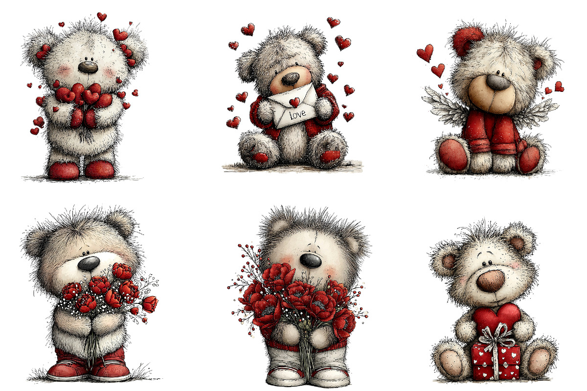 Valentines Teddy Bear Clipart, an Illustration by CreationArt (Photo 5 of 5)