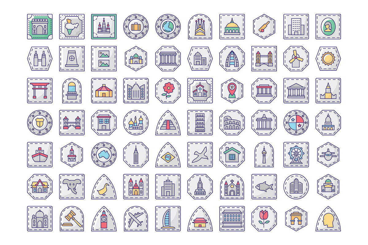 Passport Stamps Icons Pack, an Icon by Vector Portal (Photo 2 of 5)