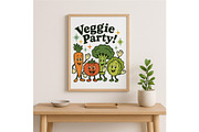 Veggie Party Wall Art Cute Retro, a Background Graphic by LaseredNinja (Thumbnail 3 of 7)