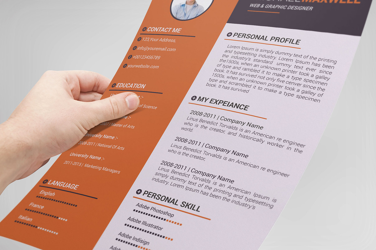 Resume - CV Design Templates, a Resume Template by designvillage (Photo 5 of 13)