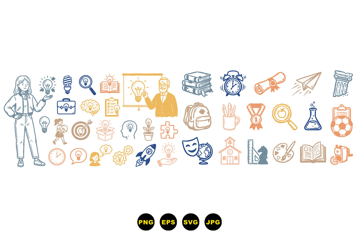 Educational Doodle Icon Clipart Set, an Illustration by designvectx (Photo 3 of 3)