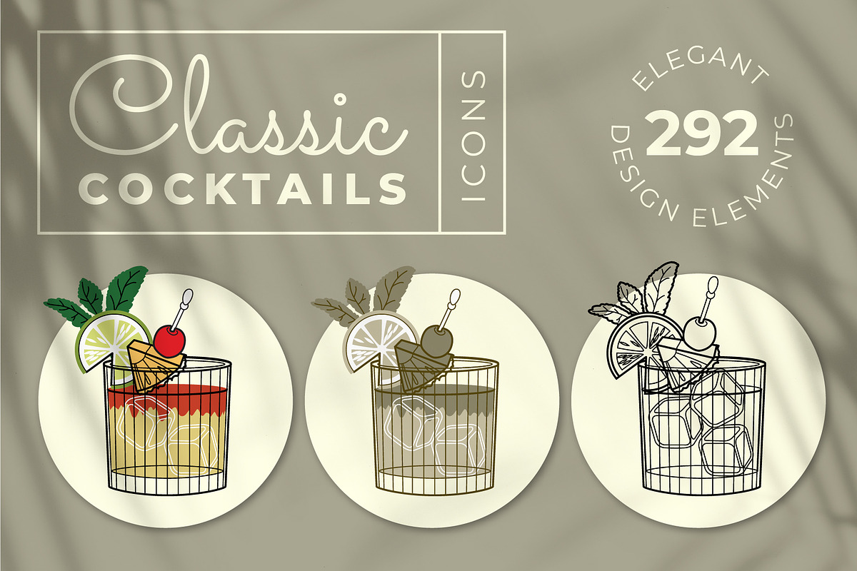 Elegant Bar Cocktail bundle, a Food Illustration by Chakraborty Design (Photo 1 of 13)