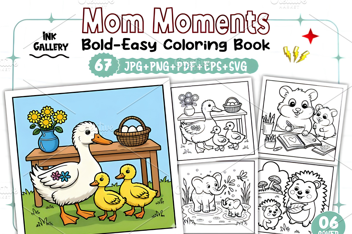 Bold Easy Mom Moments Coloring Pages, a Decorative Illustration by Ink Gallery (Photo 1 of 9)