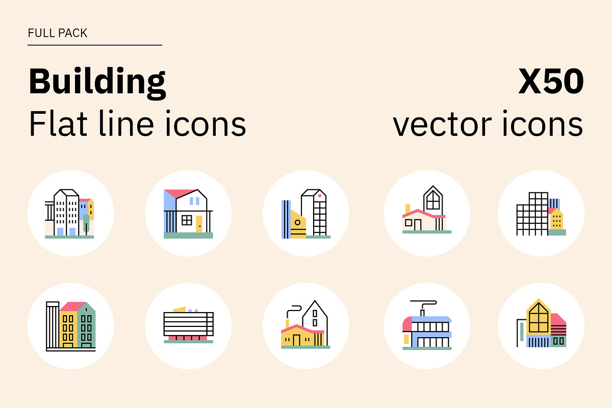 Building Flat Line Icons, an Outline Icon by Formelier (Photo 1 of 3)