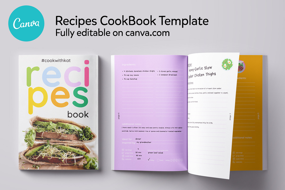 Recipes Book Canva A4 Template, a Magazine Template by DeLaGranSiete (Photo 1 of 13)