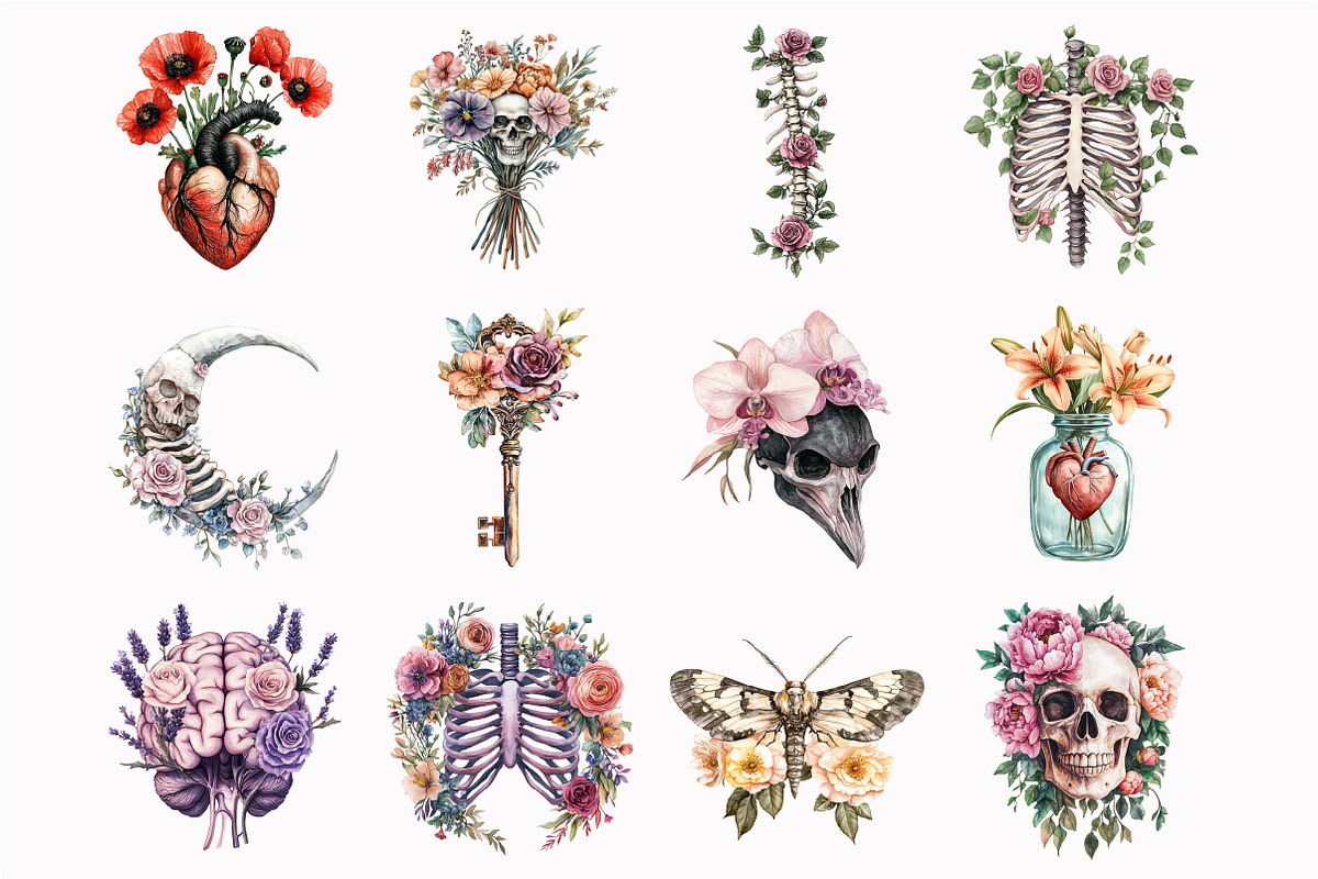 Watercolor Floral Anatomy Clipart, a Seasonal Illustration by Design Market (Photo 4 of 5)