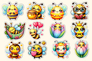 Kawaii Cute Bee Stickers Bundle, an Illustration by Dream Creation (Thumbnail 3 of 5)