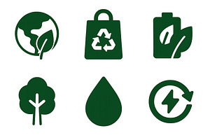 Eco icon sets featuring earth, recyc, an Illustration by Dvoevnore photos