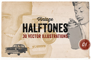 30 Vintage Vector Halftones