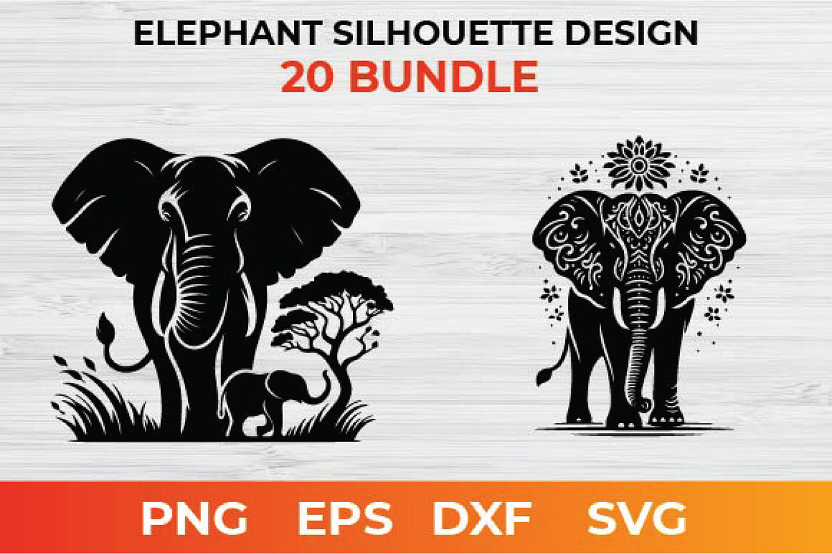 Elephant Silhouette Design bundle, an Animal Illustration by bossdesigner (Photo 3 of 3)