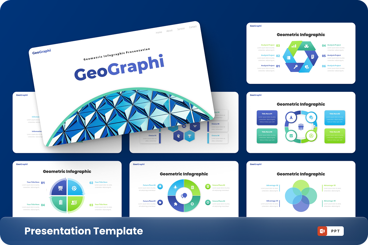GeoGraphi - Geometric Infographic, a Presentation Template by GraphauseProject (Photo 1 of 6)