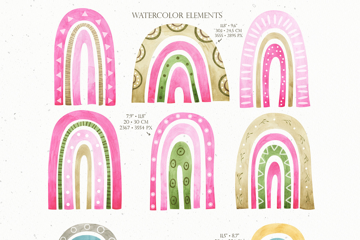 Watercolor Boho Rainbows Set, an Object Graphic by OrangePeafowlArt (Photo 2 of 16)