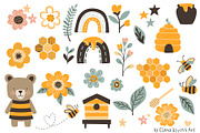 Bees, Honey Cartoon Vector Clipart, a Decorative Illustration by Elena Dorosh (Thumbnail 2 of 2)