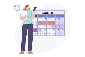 Woman check period calendar in, a Healthcare Illustration by Valerie Bodnar
