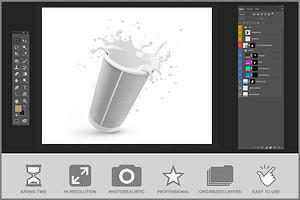 Cup With Splash Mockup PSD