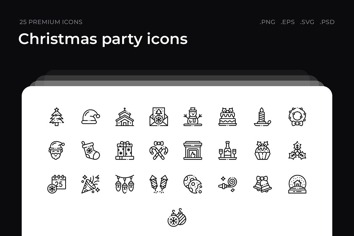 Christmas party icons, an Outline Icon by Wencory (Photo 1 of 2)