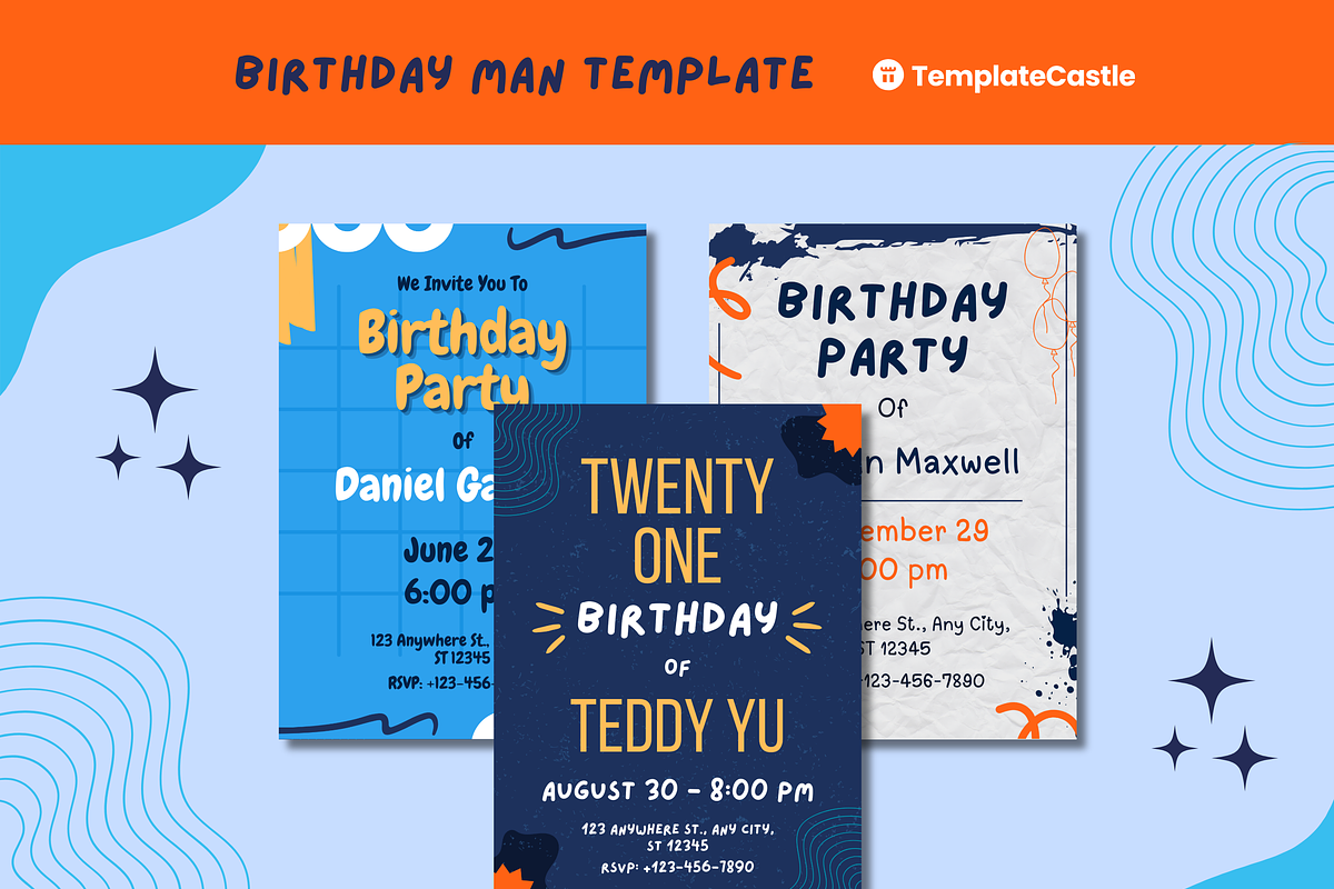 happy Birthday Invitation Templates, a Templates & Theme by TemplateCastleStore (Photo 1 of 9)