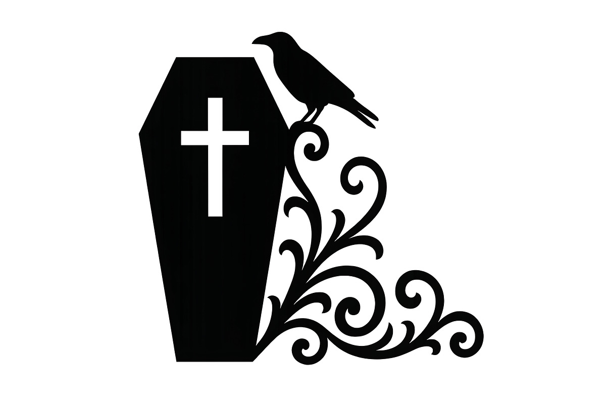 Halloween coffin silhouette with dec, an Illustration by Dvoevnore photos