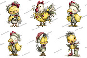 Whimsical Christmas Chickens Clipart, an Illustration by DreamArtGraphic (Thumbnail 3 of 4)