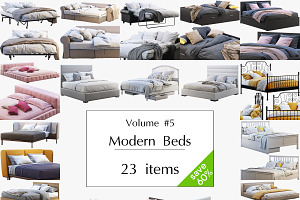 Modern Beds Set 23 Items 3d Model