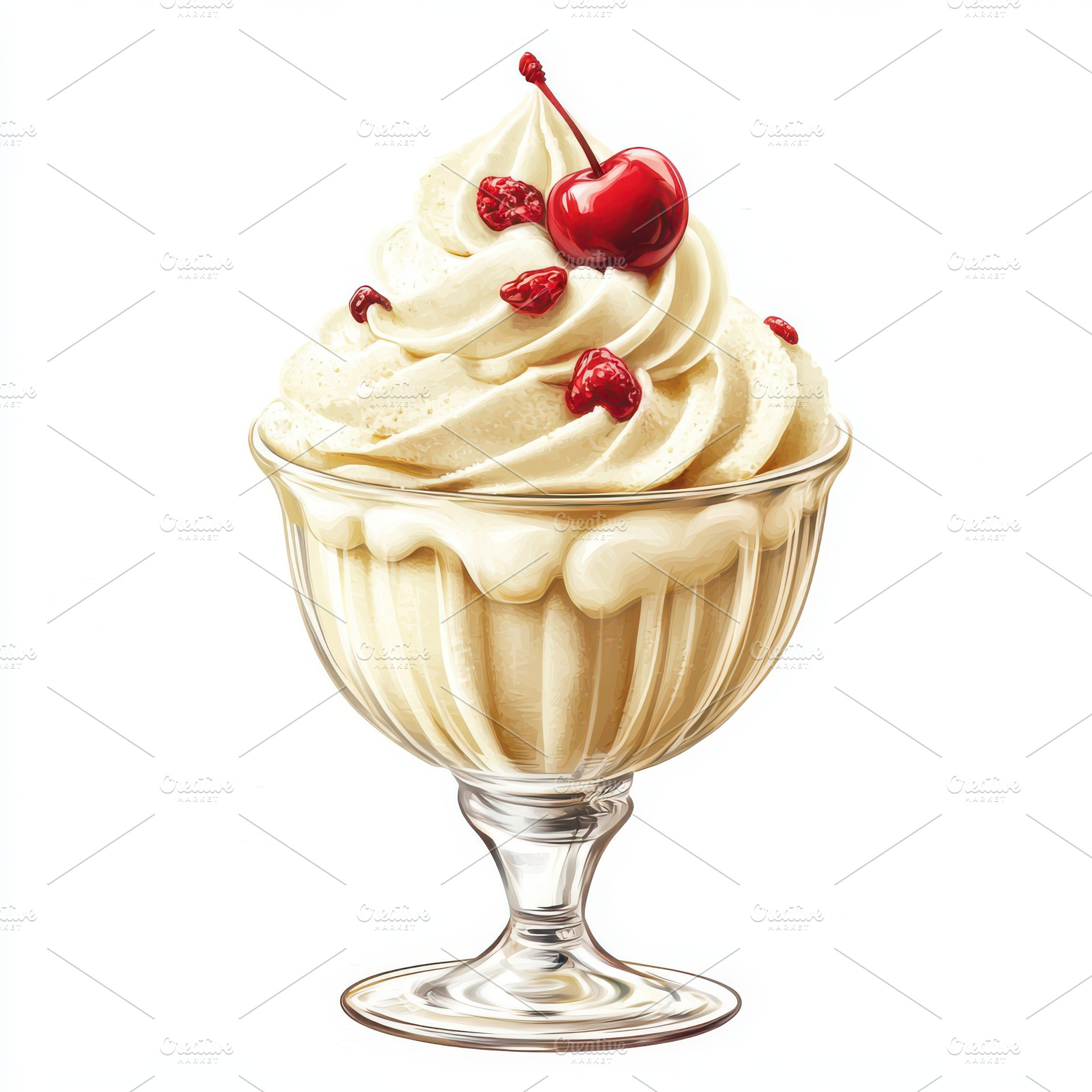 Ice cream sundae with vanilla drizzl, a Food & Drink Photo by Pixeness Studio