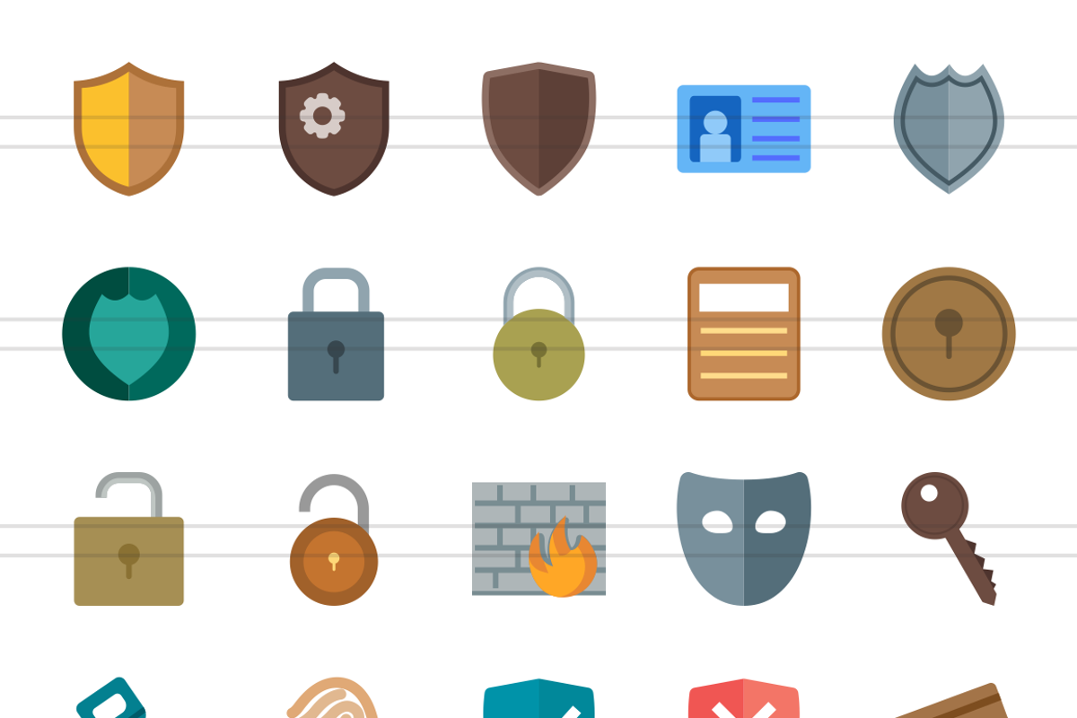 50 Security Flat Multicolor Icons preview 2