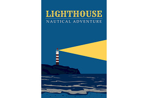 Poster Lighthouse tower, beacon on, an Illustration by Vector_Up